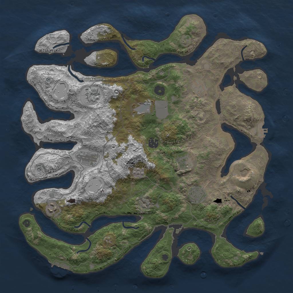 Rust Map: Procedural Map, Size: 4200, Seed: 1201366228, 21 Monuments