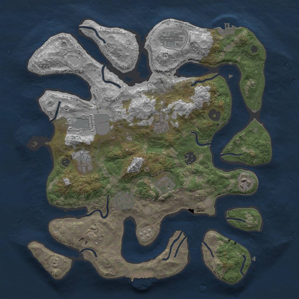 Rust Map: Procedural Map, Size: 3700, Seed: 1921353372, 21 Monuments
