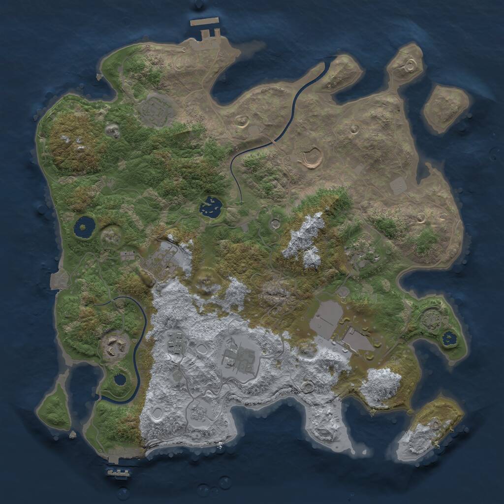 Rust Map: Procedural Map, Size: 3550, Seed: 28168101, 15 Monuments