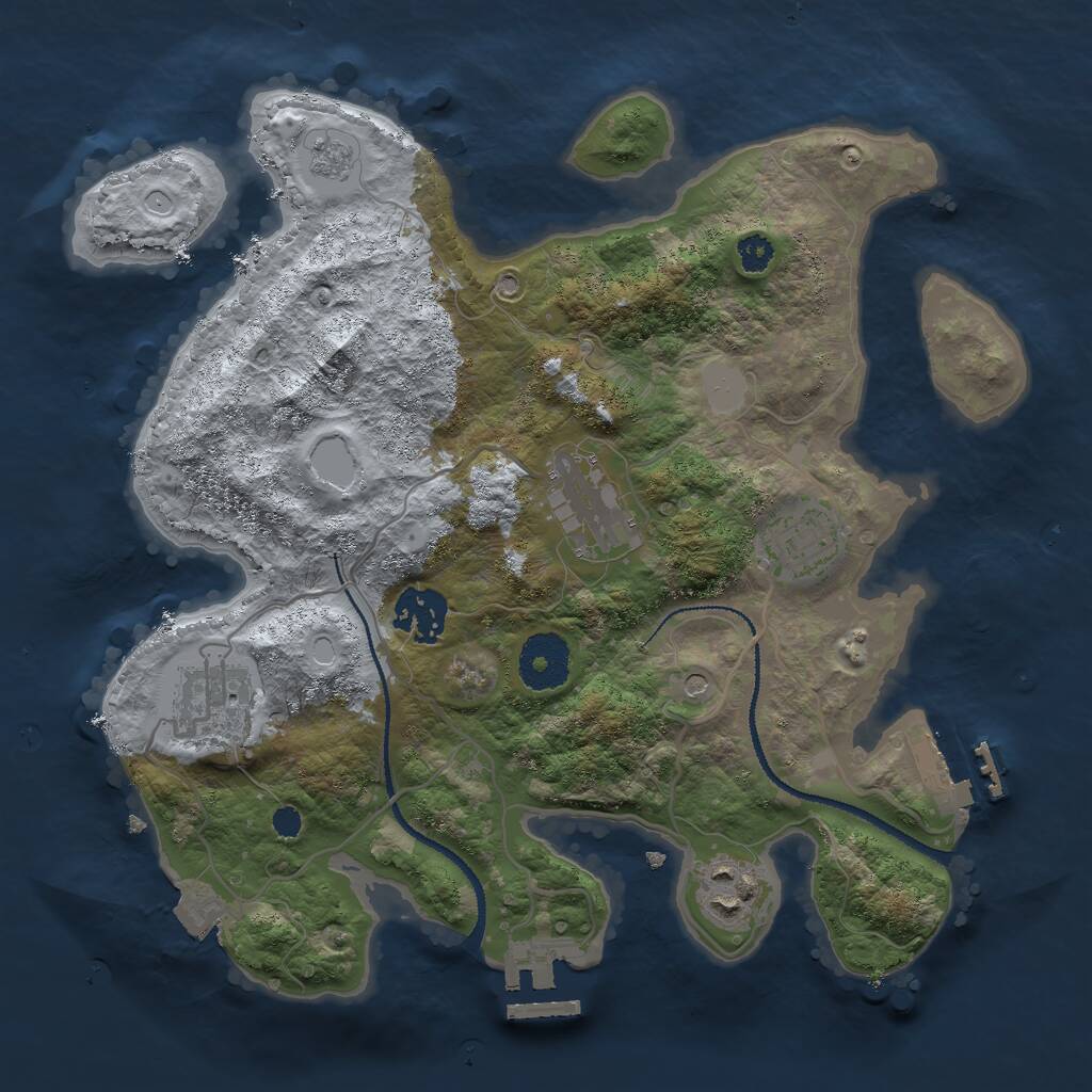 Rust Map: Procedural Map, Size: 3000, Seed: 977313, 10 Monuments