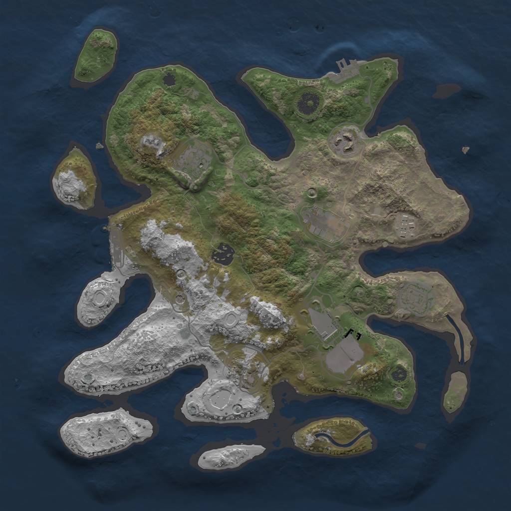 Rust Map: Procedural Map, Size: 3500, Seed: 24651257, 19 Monuments