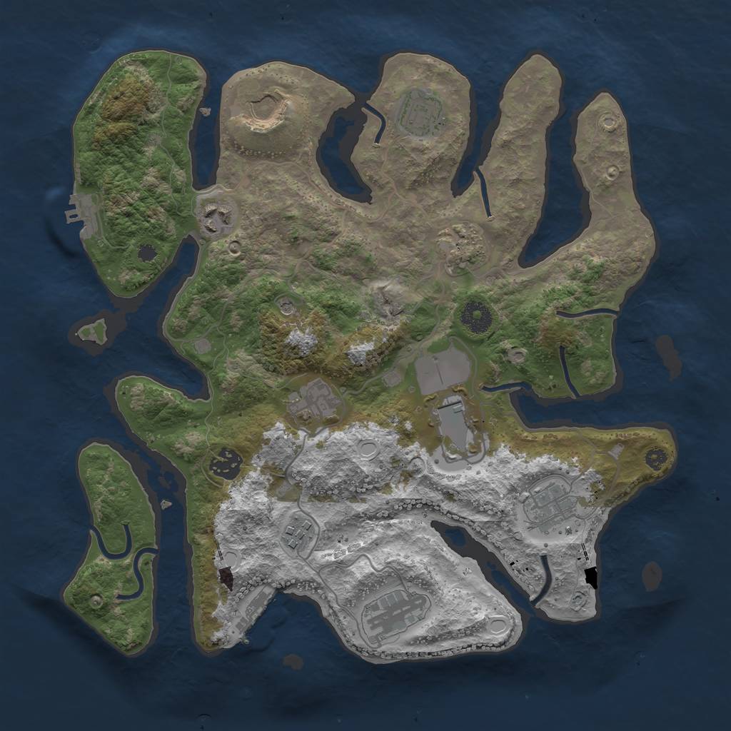 Rust Map: Procedural Map, Size: 3500, Seed: 1893162801, 21 Monuments