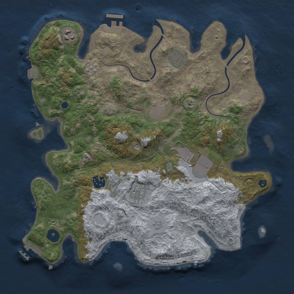Rust Map: Procedural Map, Size: 3500, Seed: 1893162801, 13 Monuments