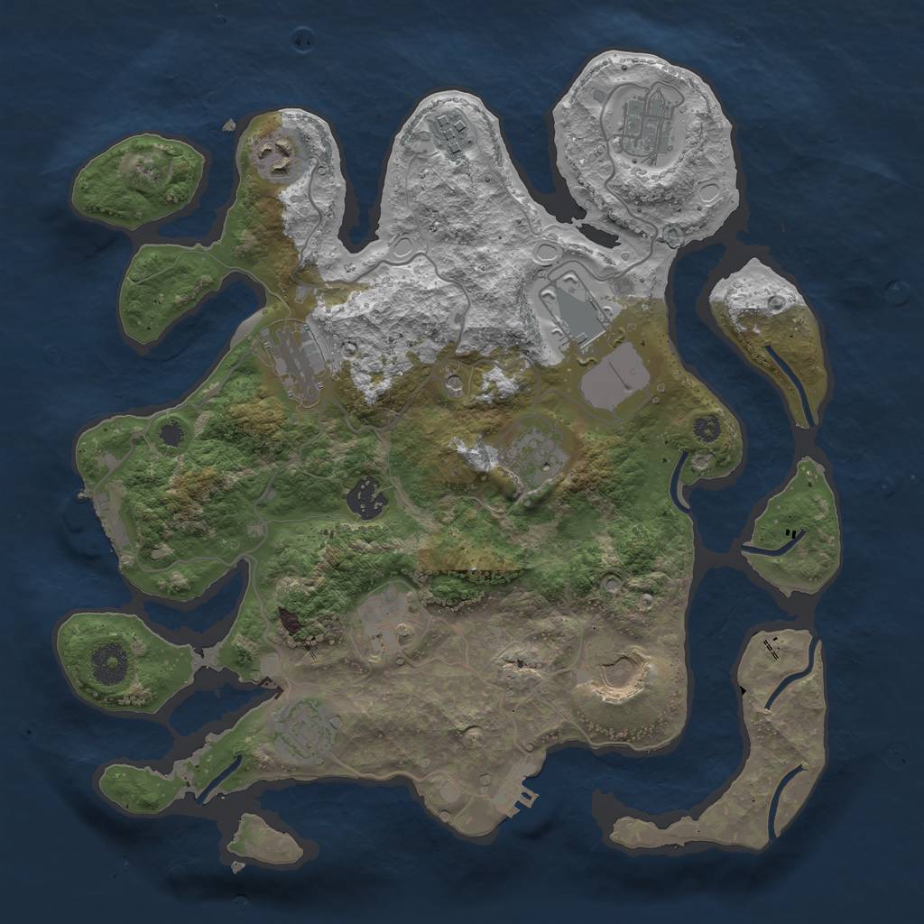 Rust Map: Procedural Map, Size: 3500, Seed: 41366291, 21 Monuments