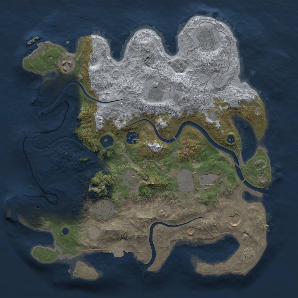 Rust Map: Procedural Map, Size: 3500, Seed: 41366291, 15 Monuments