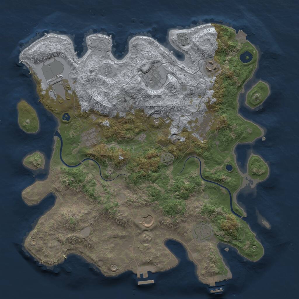 Rust Map: Procedural Map, Size: 3700, Seed: 41, 14 Monuments