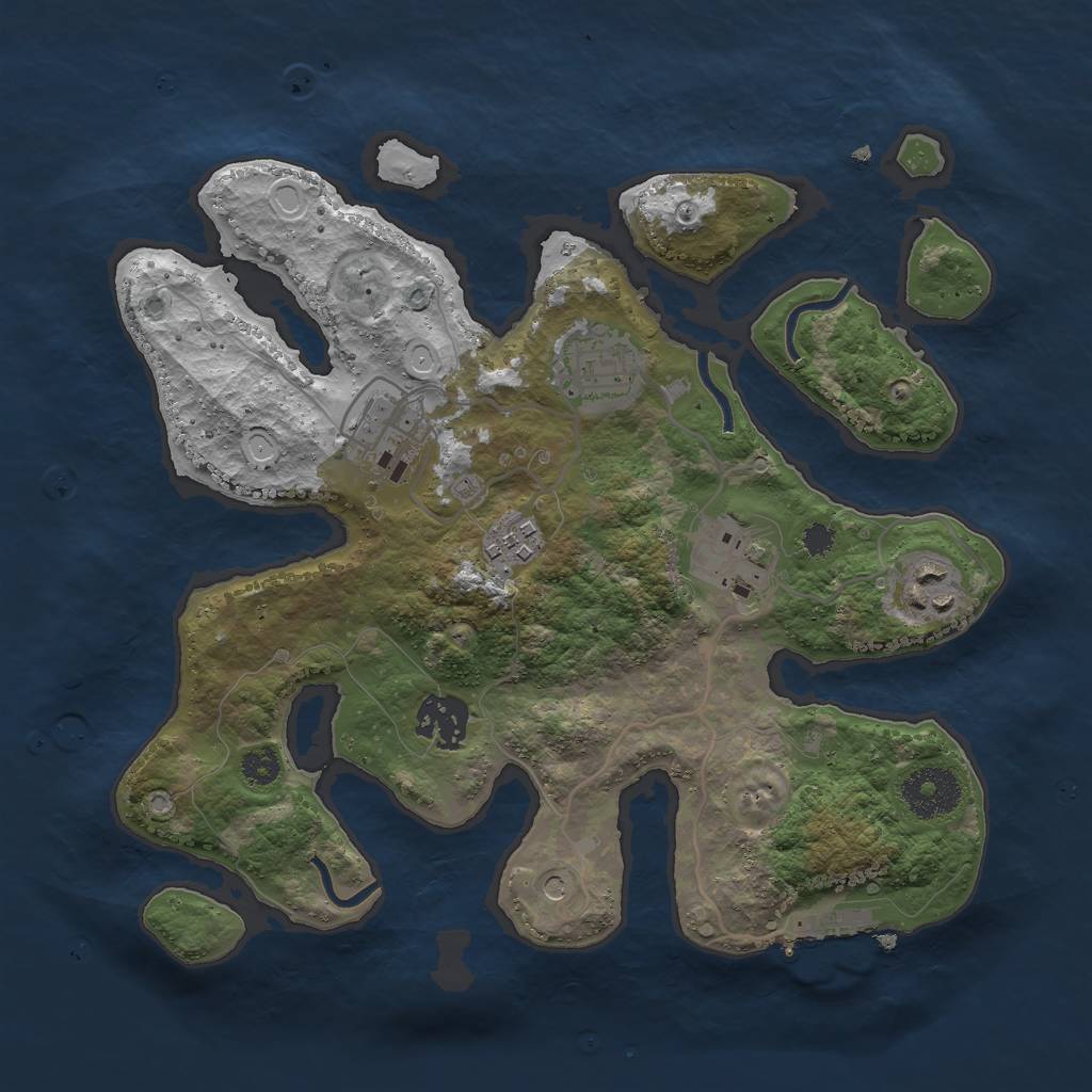 Rust Map: Procedural Map, Size: 3000, Seed: 7948107, 16 Monuments