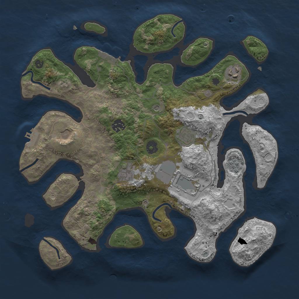 Rust Map: Procedural Map, Size: 3500, Seed: 232496500, 18 Monuments