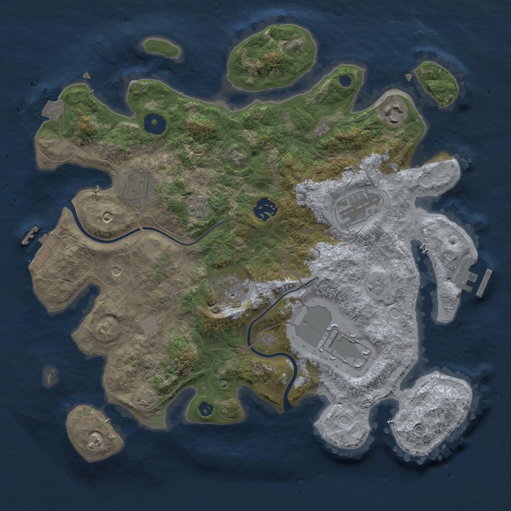 Rust Map: Procedural Map, Size: 3500, Seed: 232496500, 13 Monuments