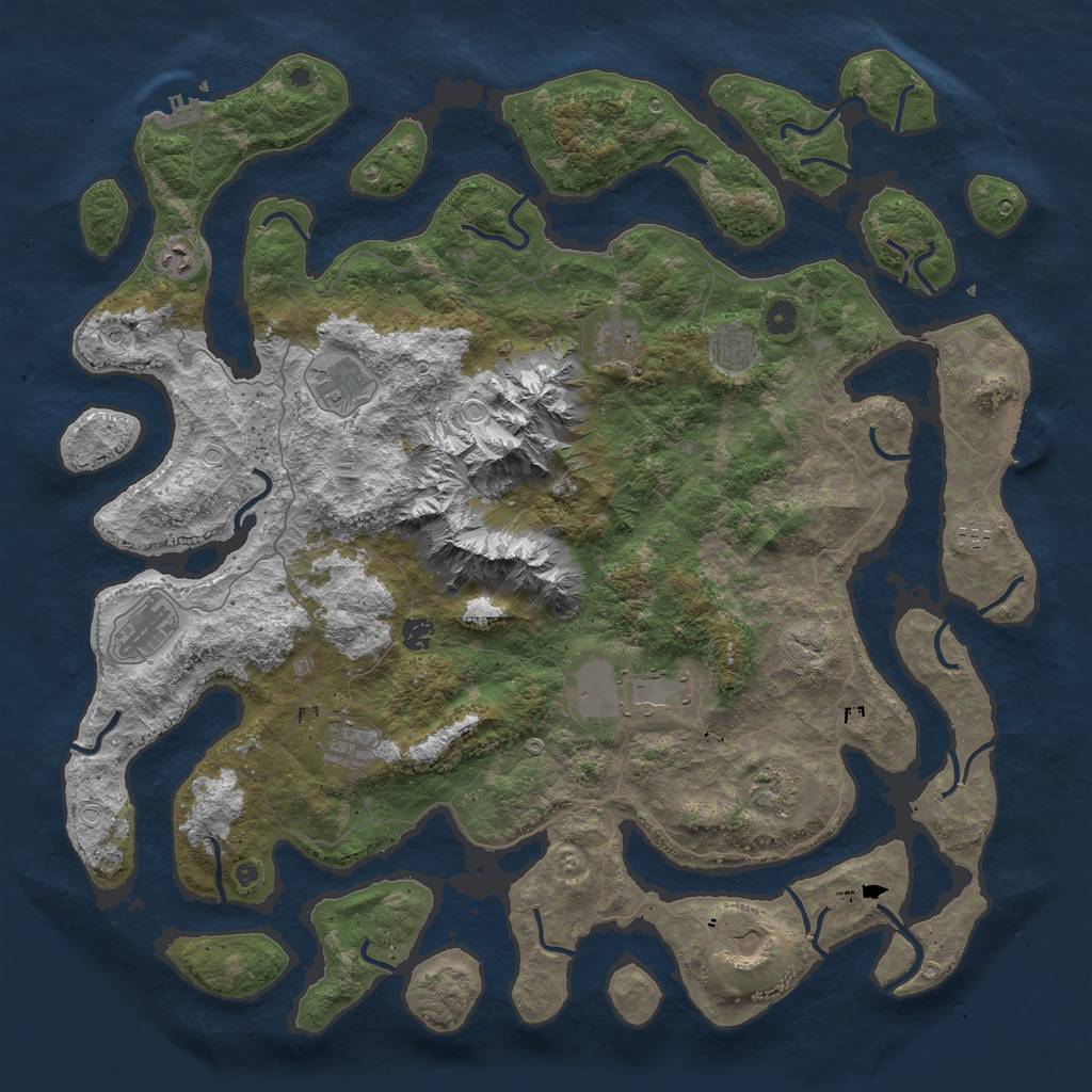 Rust Map: Procedural Map, Size: 5000, Seed: 1980385456, 22 Monuments