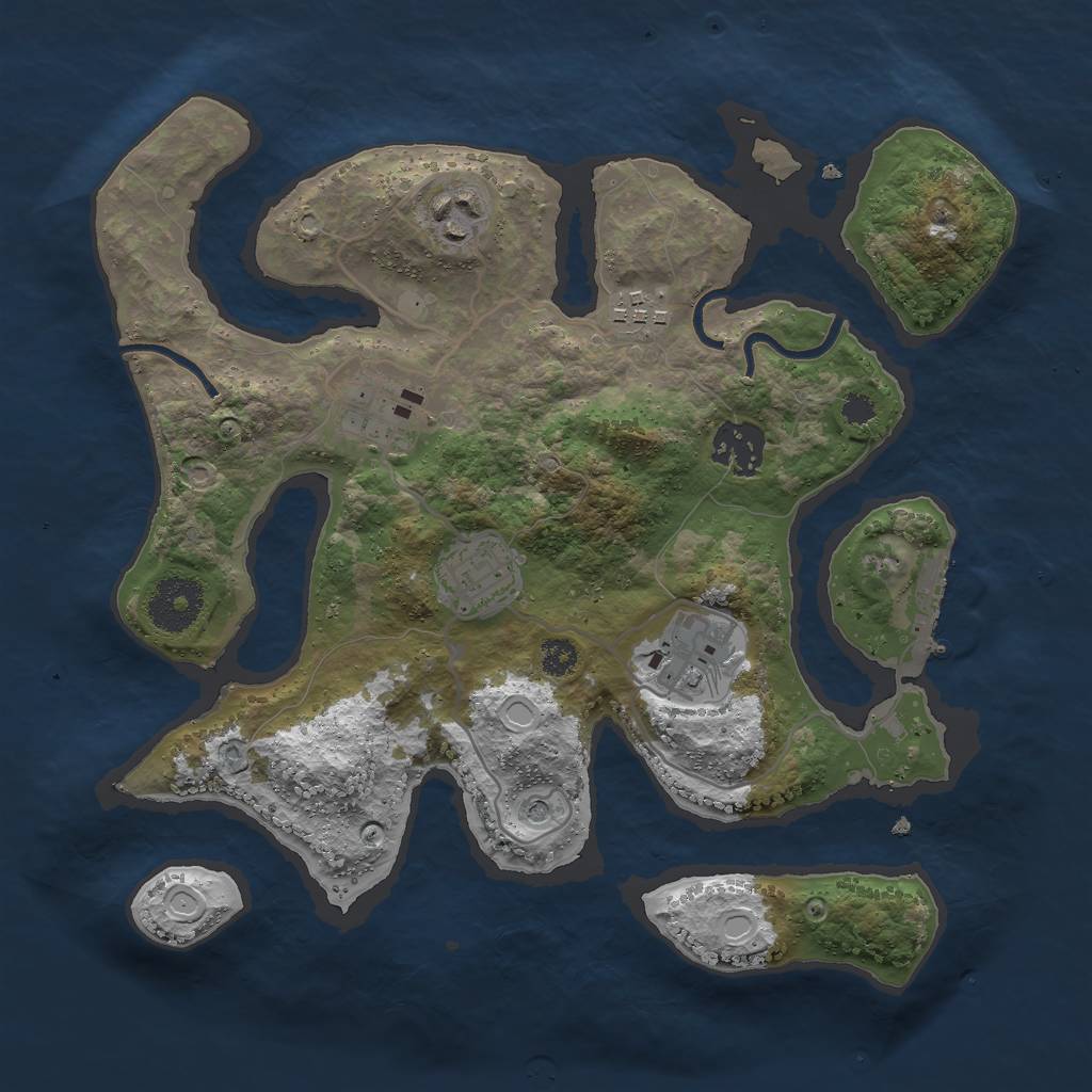 Rust Map: Procedural Map, Size: 3000, Seed: 646151, 16 Monuments