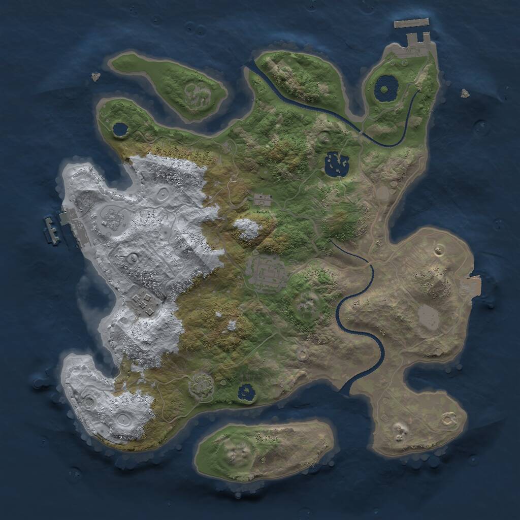 Rust Map: Procedural Map, Size: 3000, Seed: 703254, 8 Monuments