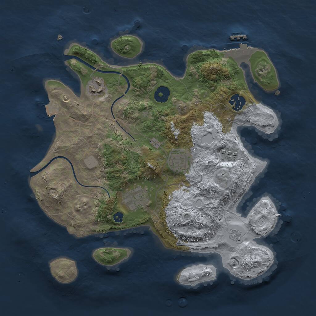 Rust Map: Procedural Map, Size: 3000, Seed: 531460851, 8 Monuments