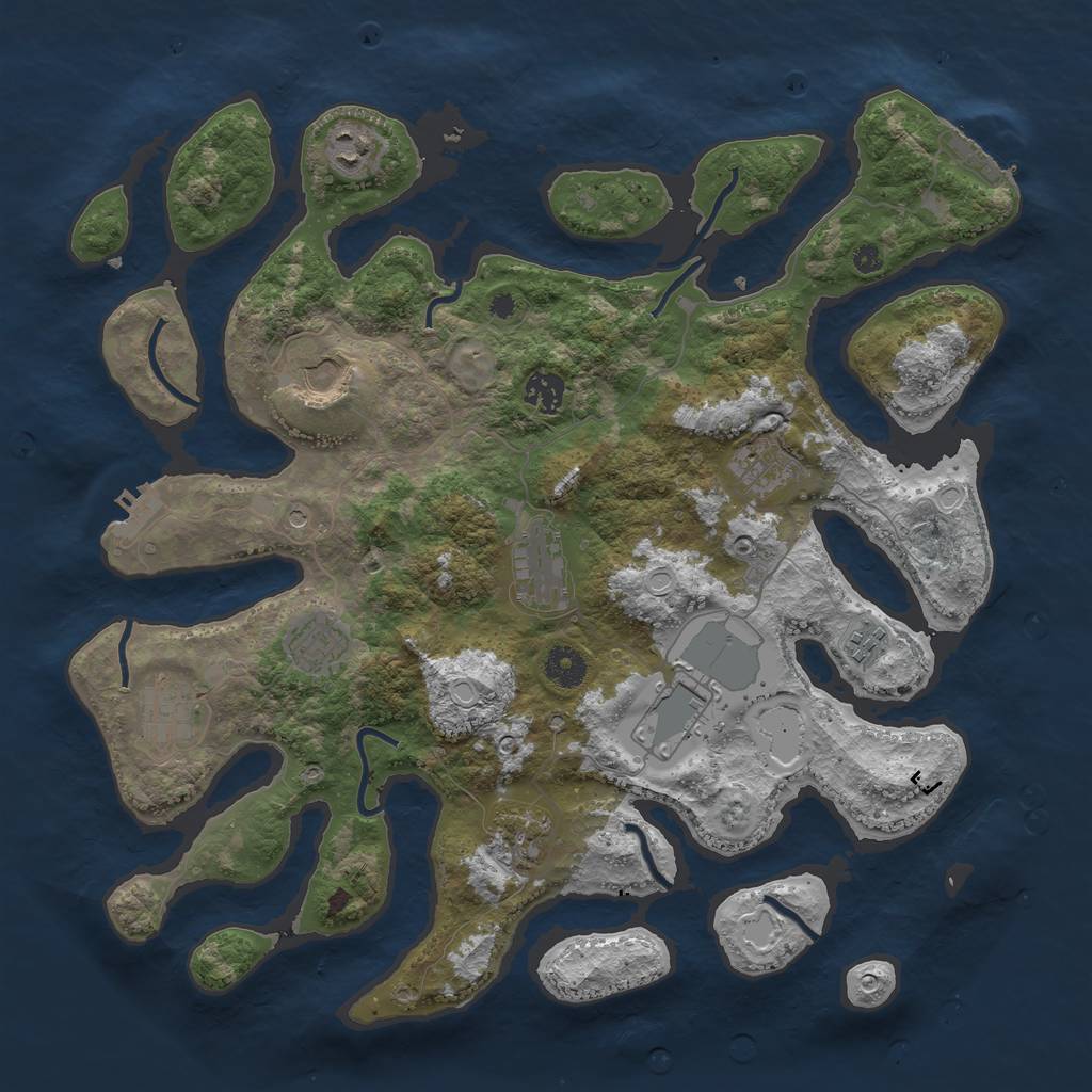 Rust Map: Procedural Map, Size: 3950, Seed: 276351, 21 Monuments