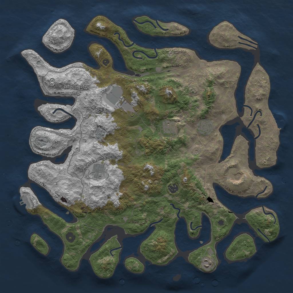 Rust Map: Procedural Map, Size: 4500, Seed: 8062021, 19 Monuments