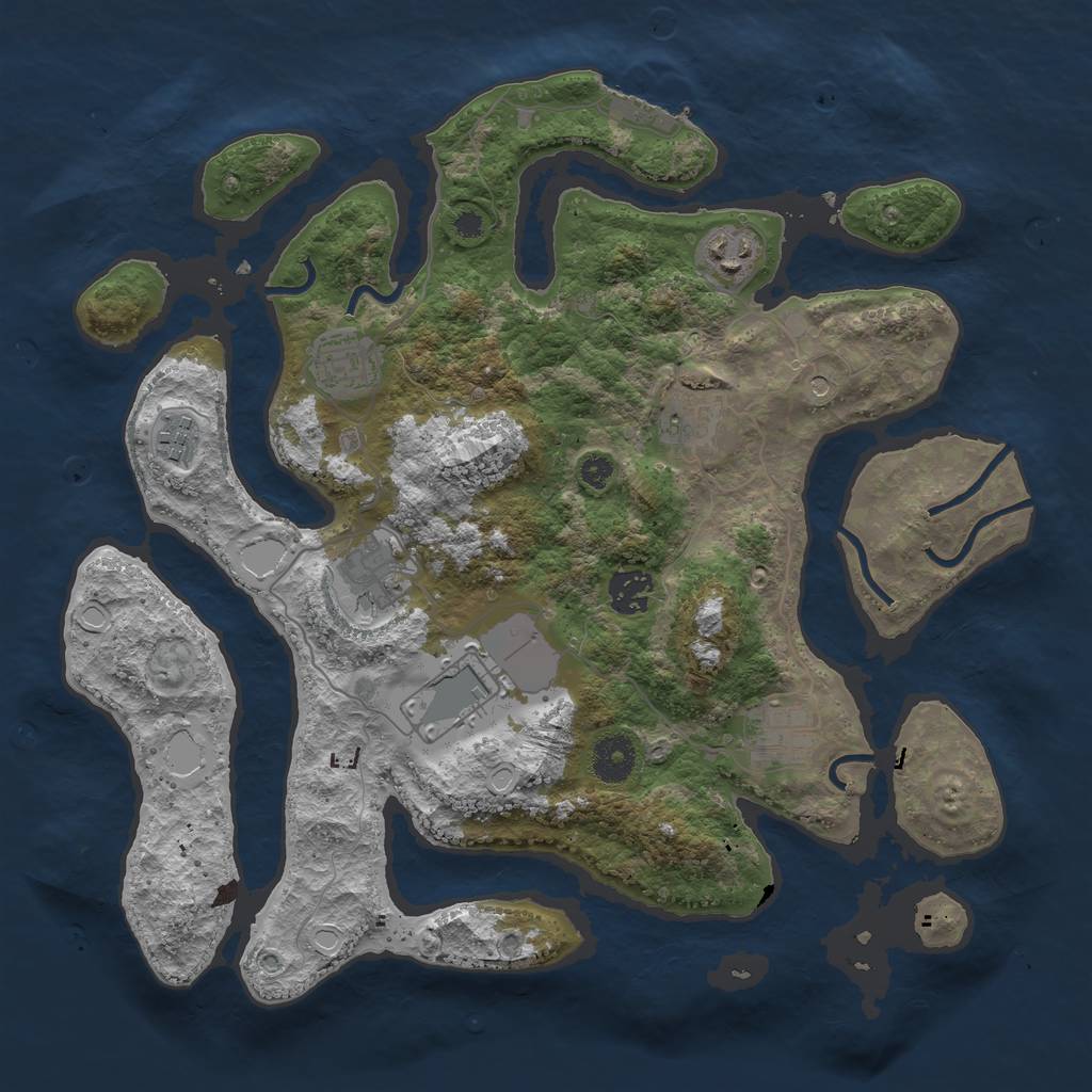 Rust Map: Procedural Map, Size: 3600, Seed: 890397368, 18 Monuments