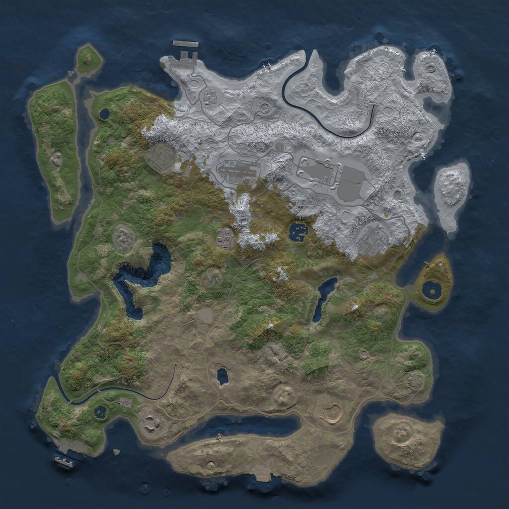 Rust Map: Procedural Map, Size: 4000, Seed: 9654, 14 Monuments