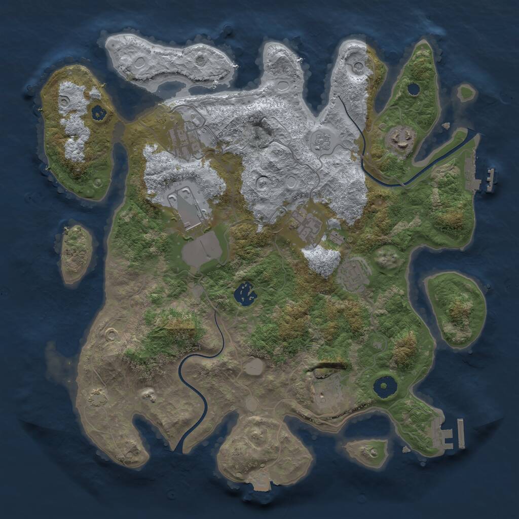 Rust Map: Procedural Map, Size: 3500, Seed: 362381, 13 Monuments