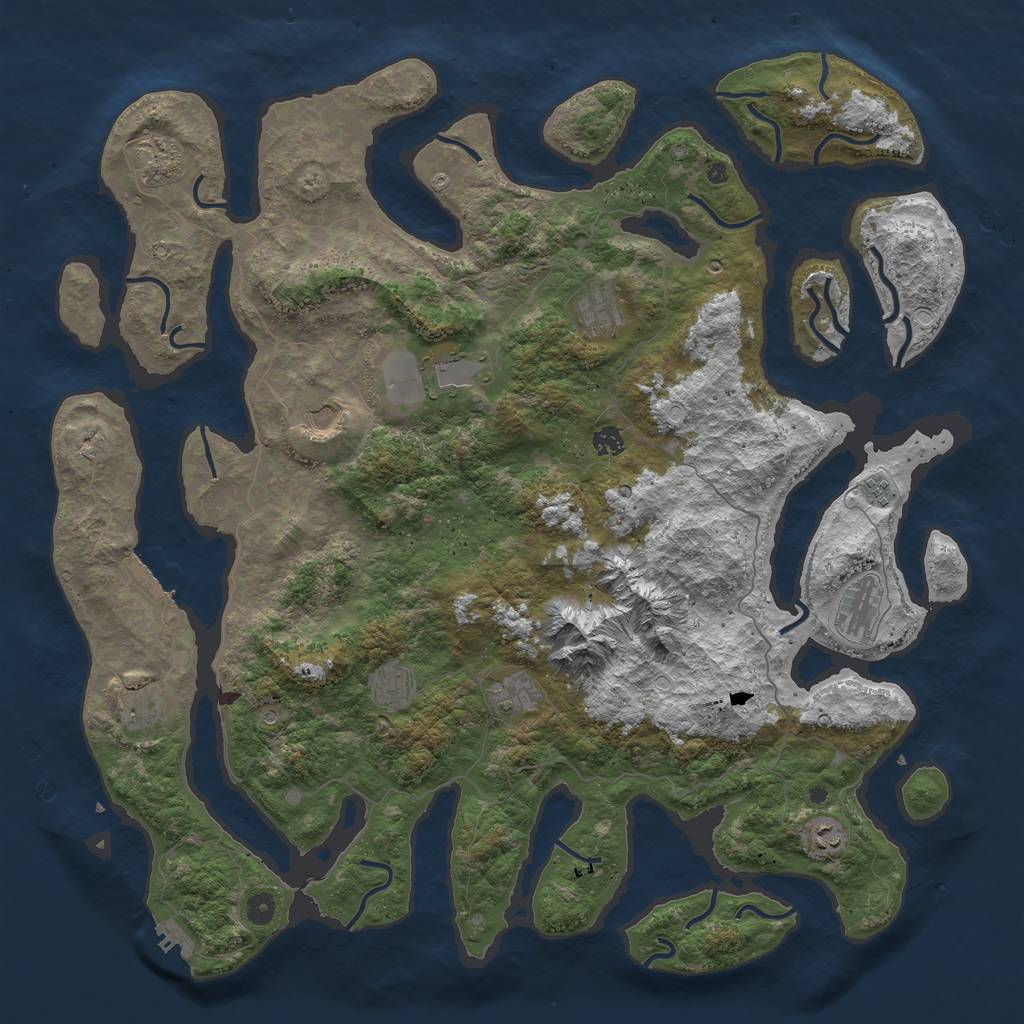 Rust Map: Procedural Map, Size: 5000, Seed: 921404, 22 Monuments