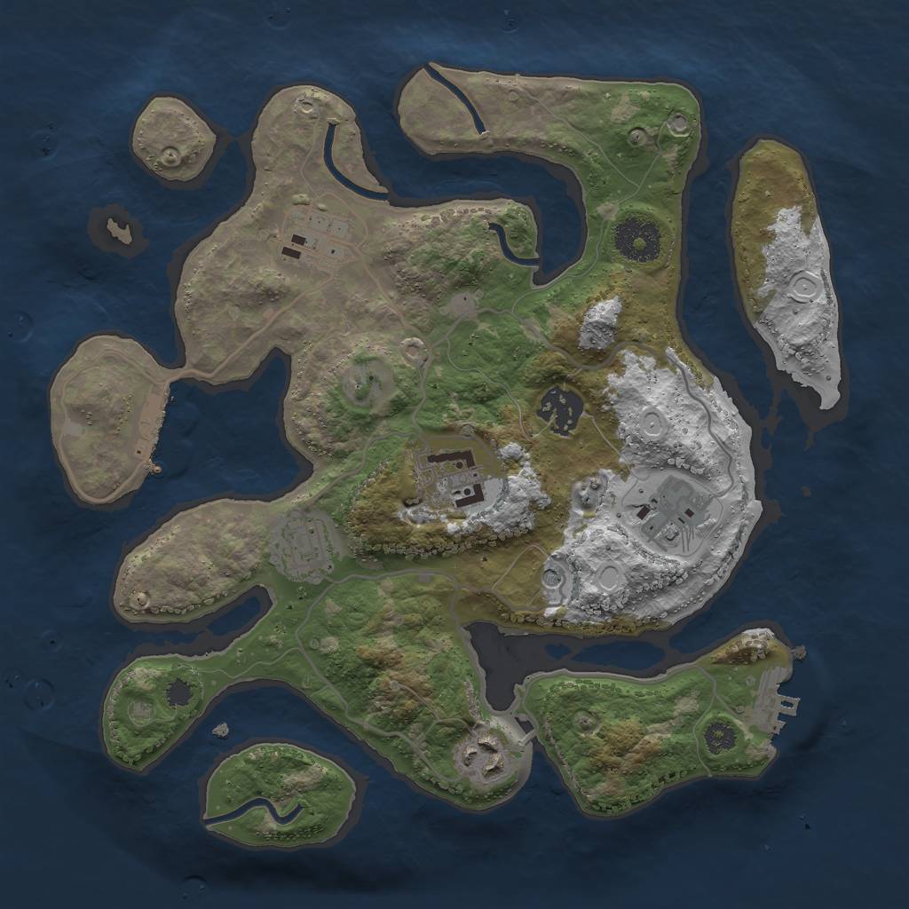 Rust Map: Procedural Map, Size: 3000, Seed: 977092524, 17 Monuments