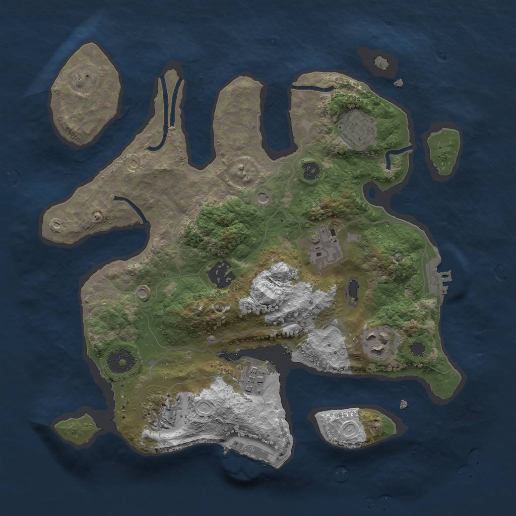 Rust Map: Procedural Map, Size: 3000, Seed: 1243798636, 17 Monuments