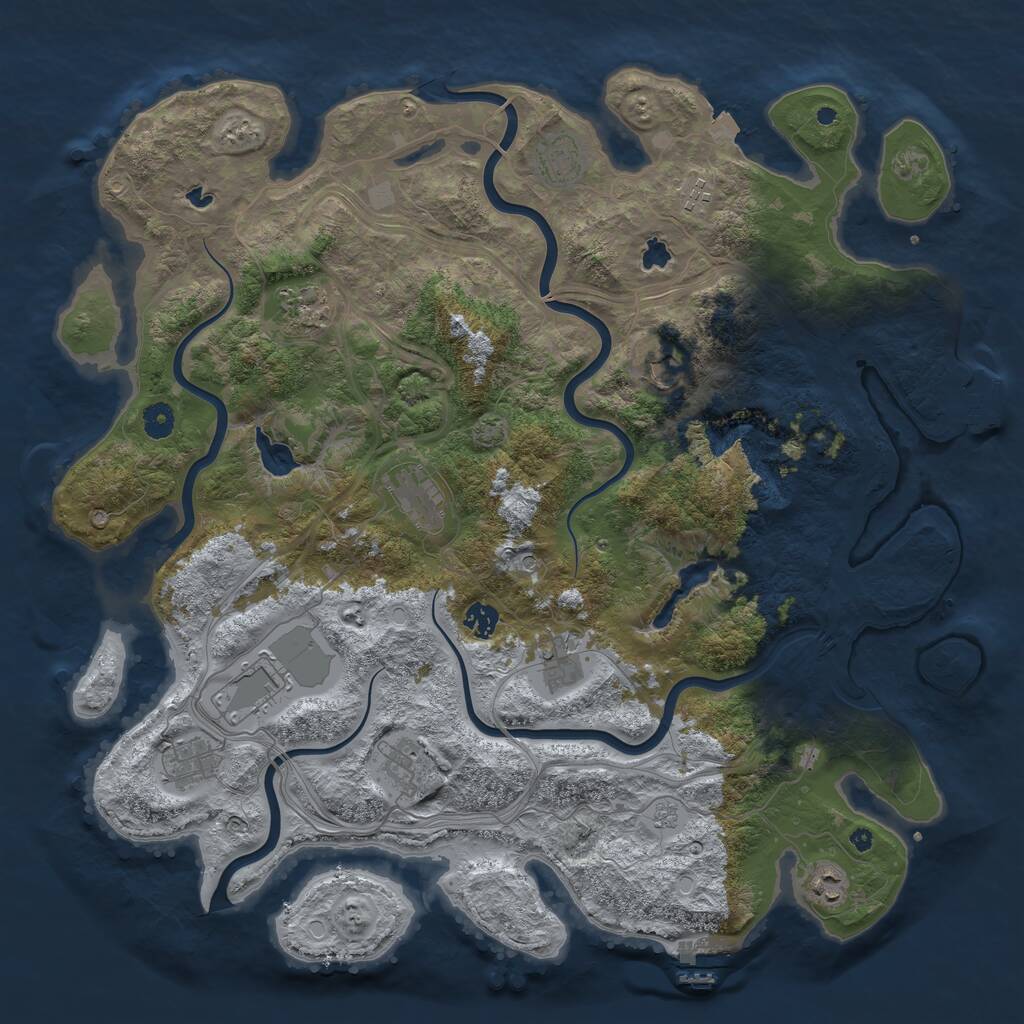 Rust Map: Procedural Map, Size: 4500, Seed: 471011232, 17 Monuments