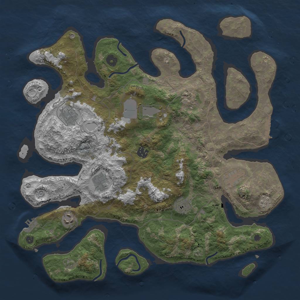 Rust Map: Procedural Map, Size: 4000, Seed: 833367, 20 Monuments