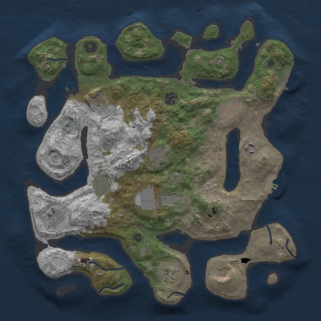 Rust Map: Procedural Map, Size: 3850, Seed: 1200649678, 22 Monuments