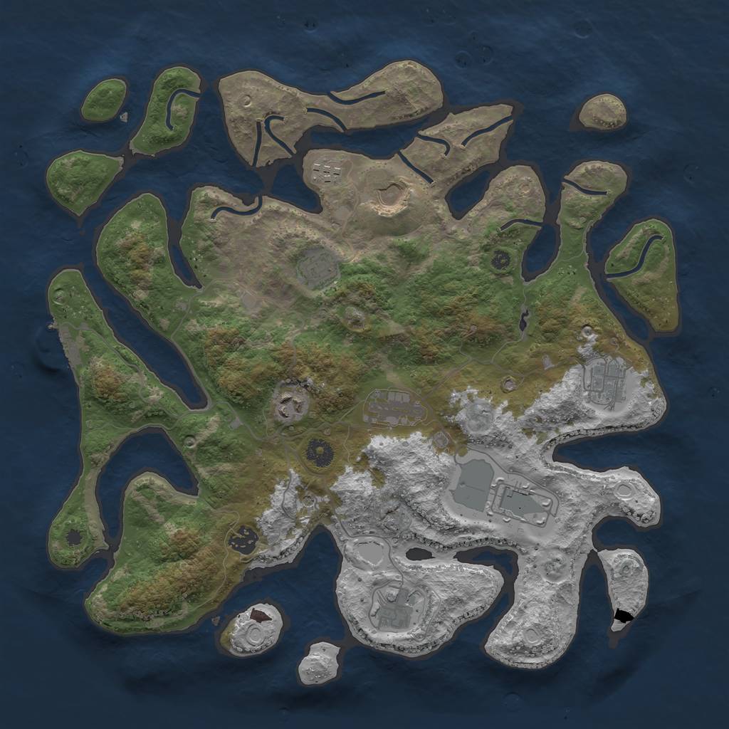 Rust Map: Procedural Map, Size: 3950, Seed: 688733, 19 Monuments