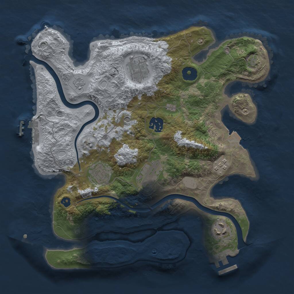 Rust Map: Procedural Map, Size: 3000, Seed: 5465421, 12 Monuments