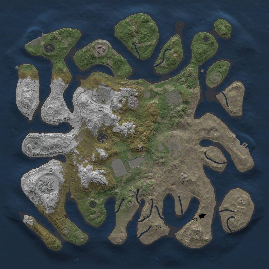 Rust Map: Procedural Map, Size: 4000, Seed: 9486, 19 Monuments