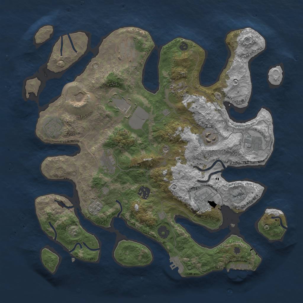 Rust Map: Procedural Map, Size: 3700, Seed: 1071028702, 22 Monuments