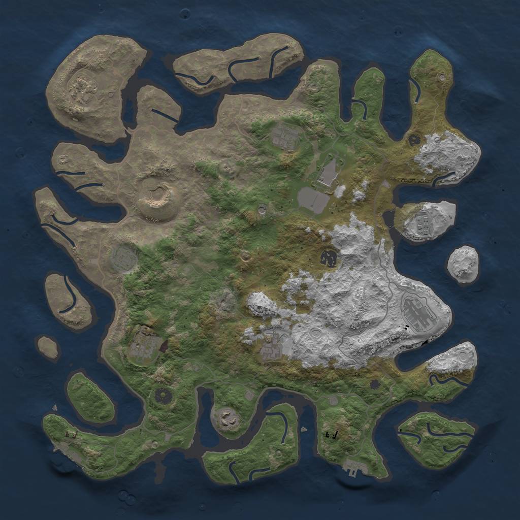 Rust Map: Procedural Map, Size: 4500, Seed: 53721, 22 Monuments