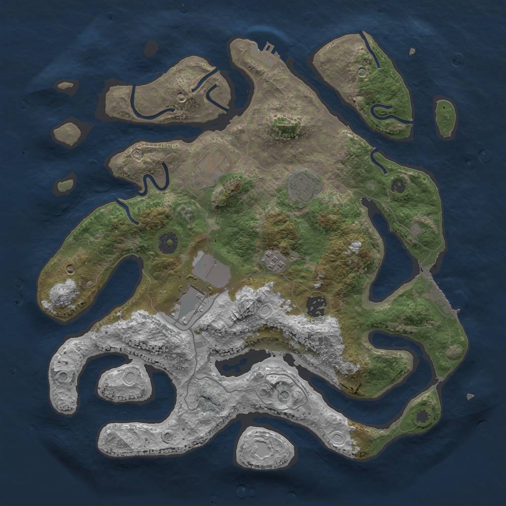 Rust Map: Procedural Map, Size: 3600, Seed: 335, 16 Monuments