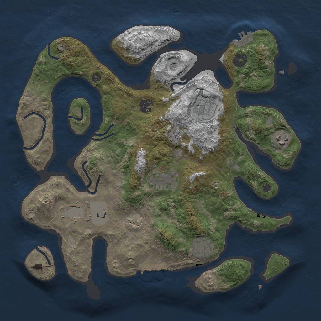 Rust Map: Procedural Map, Size: 3500, Seed: 138022572, 18 Monuments