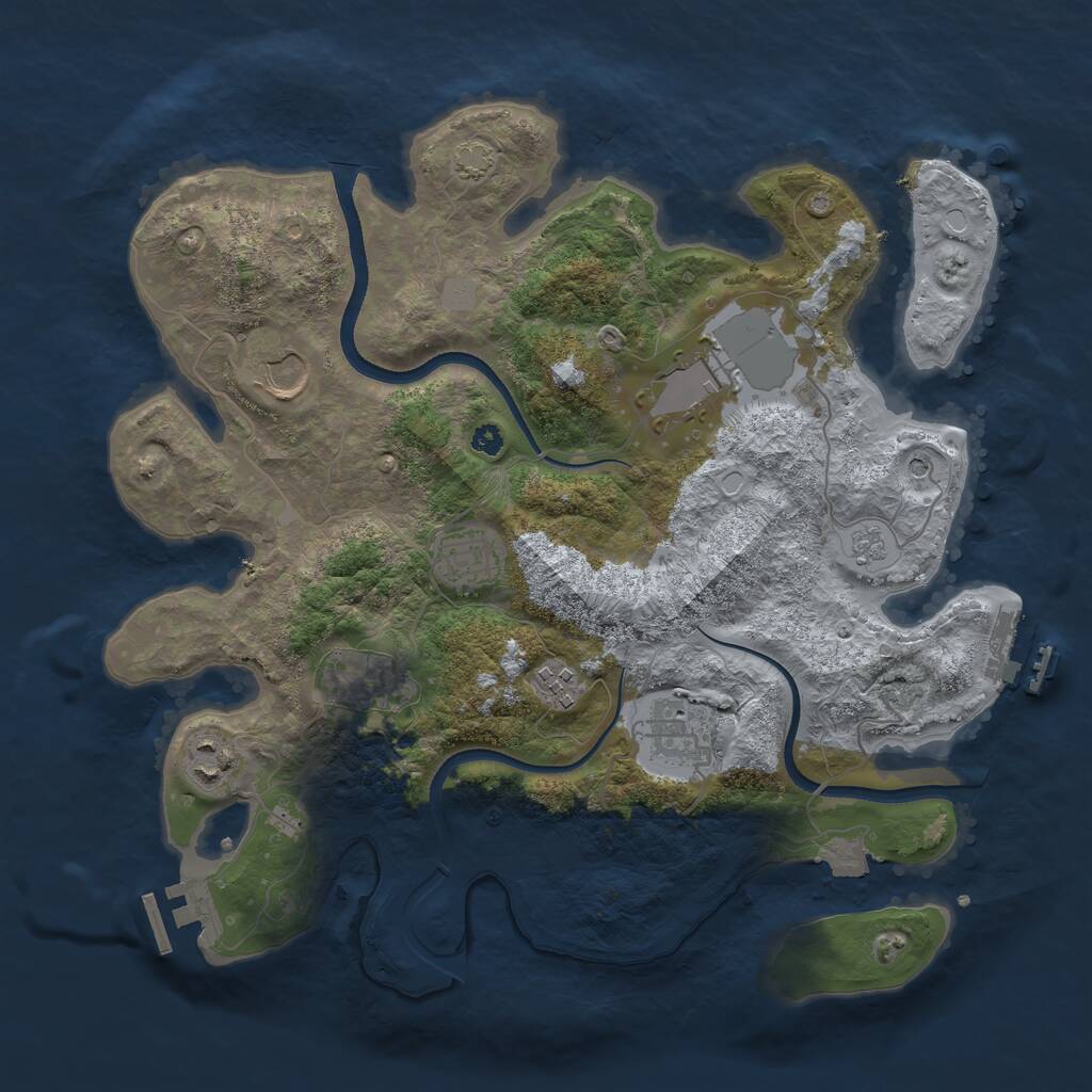 Rust Map: Procedural Map, Size: 3500, Seed: 1750426284, 13 Monuments