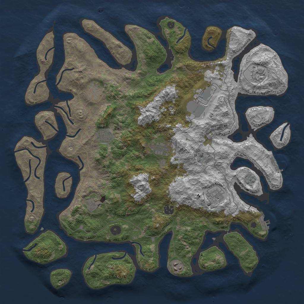 Rust Map: Procedural Map, Size: 4500, Seed: 1818105517, 21 Monuments