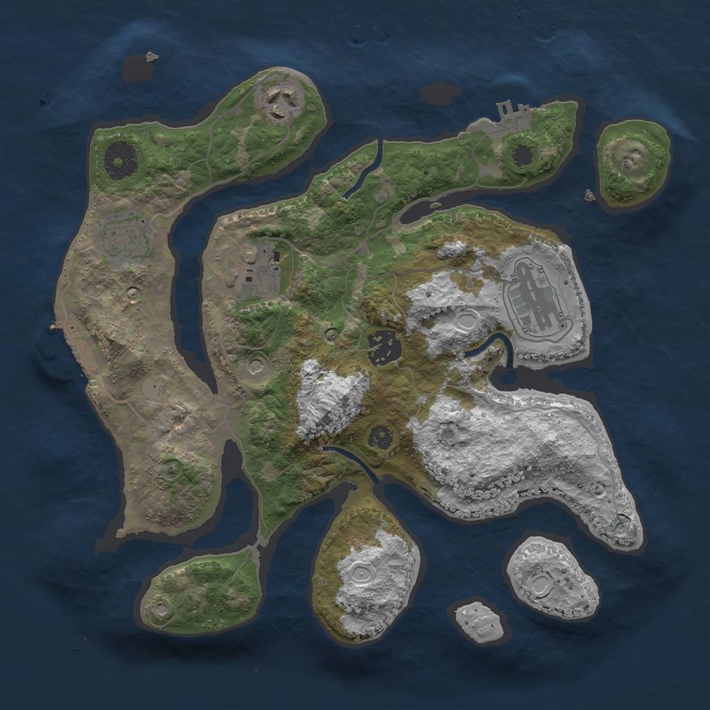 Rust Map: Procedural Map, Size: 3000, Seed: 1974285853, 16 Monuments