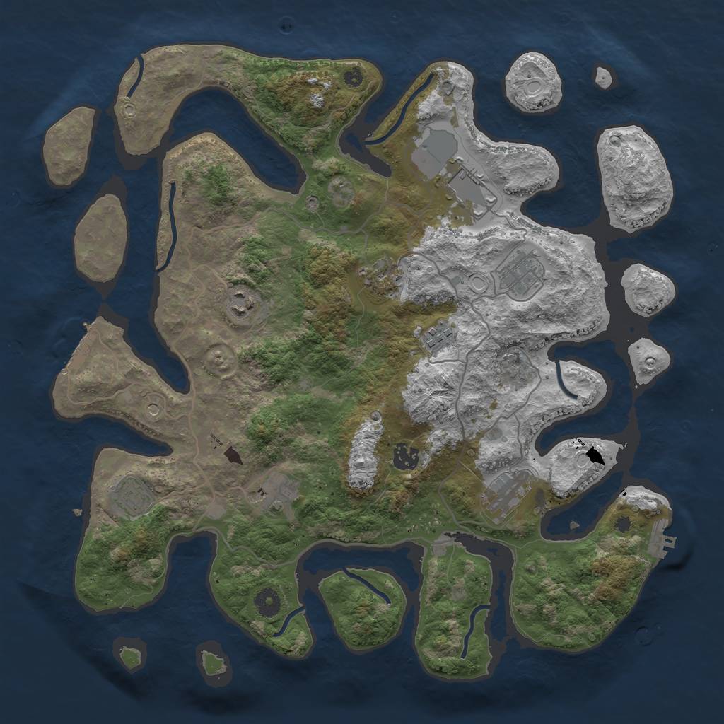 Rust Map: Procedural Map, Size: 4000, Seed: 73316969, 20 Monuments