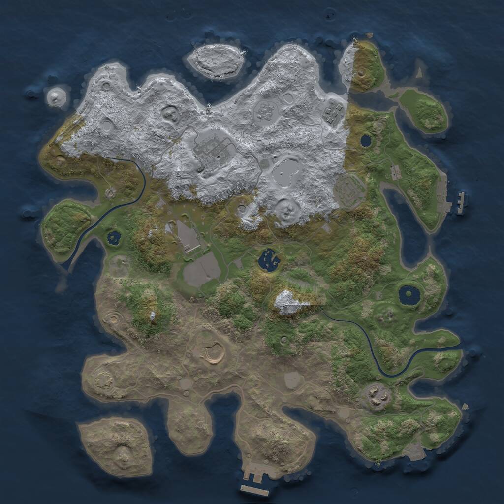 Rust Map: Procedural Map, Size: 3600, Seed: 956436635, 13 Monuments