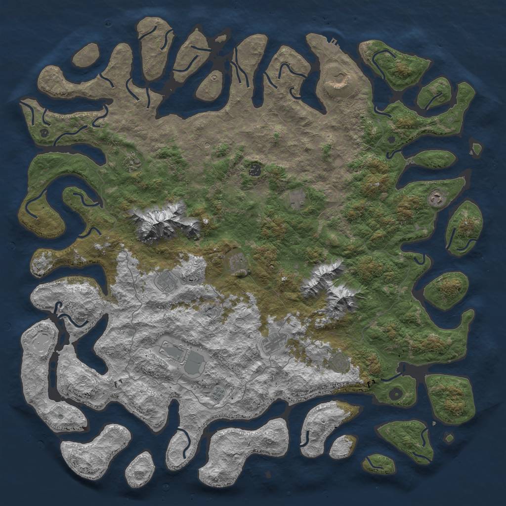 Rust Map: Procedural Map, Size: 6000, Seed: 808303, 21 Monuments