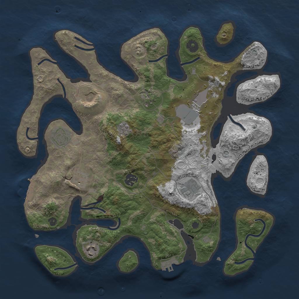 Rust Map: Procedural Map, Size: 3650, Seed: 60821, 20 Monuments