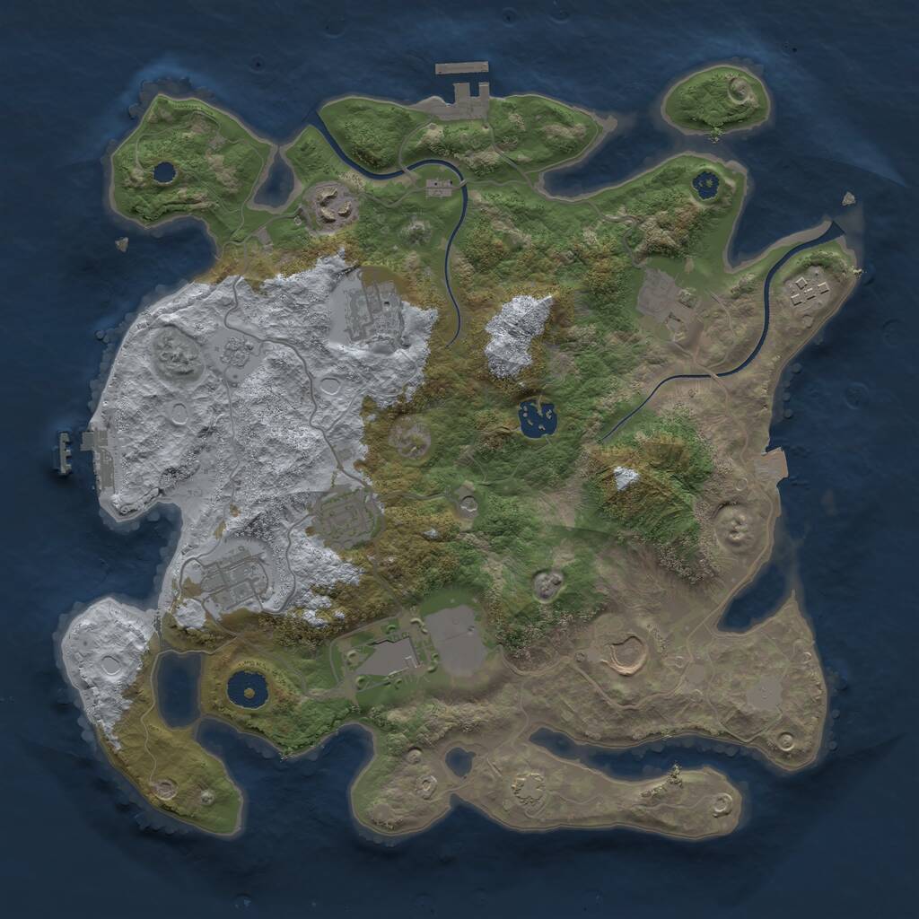 Rust Map: Procedural Map, Size: 3500, Seed: 1995914467, 15 Monuments