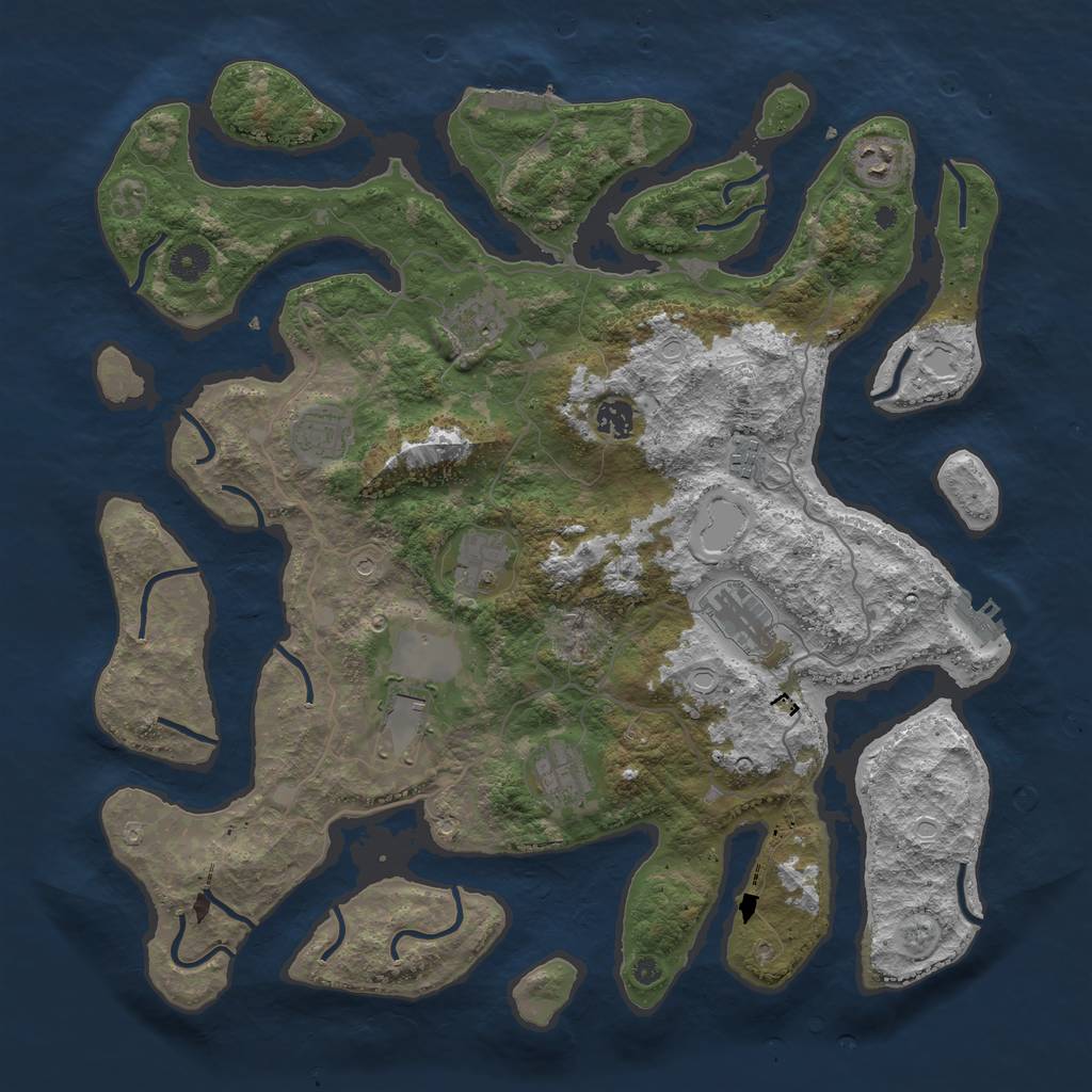 Rust Map: Procedural Map, Size: 4250, Seed: 293497206, 20 Monuments