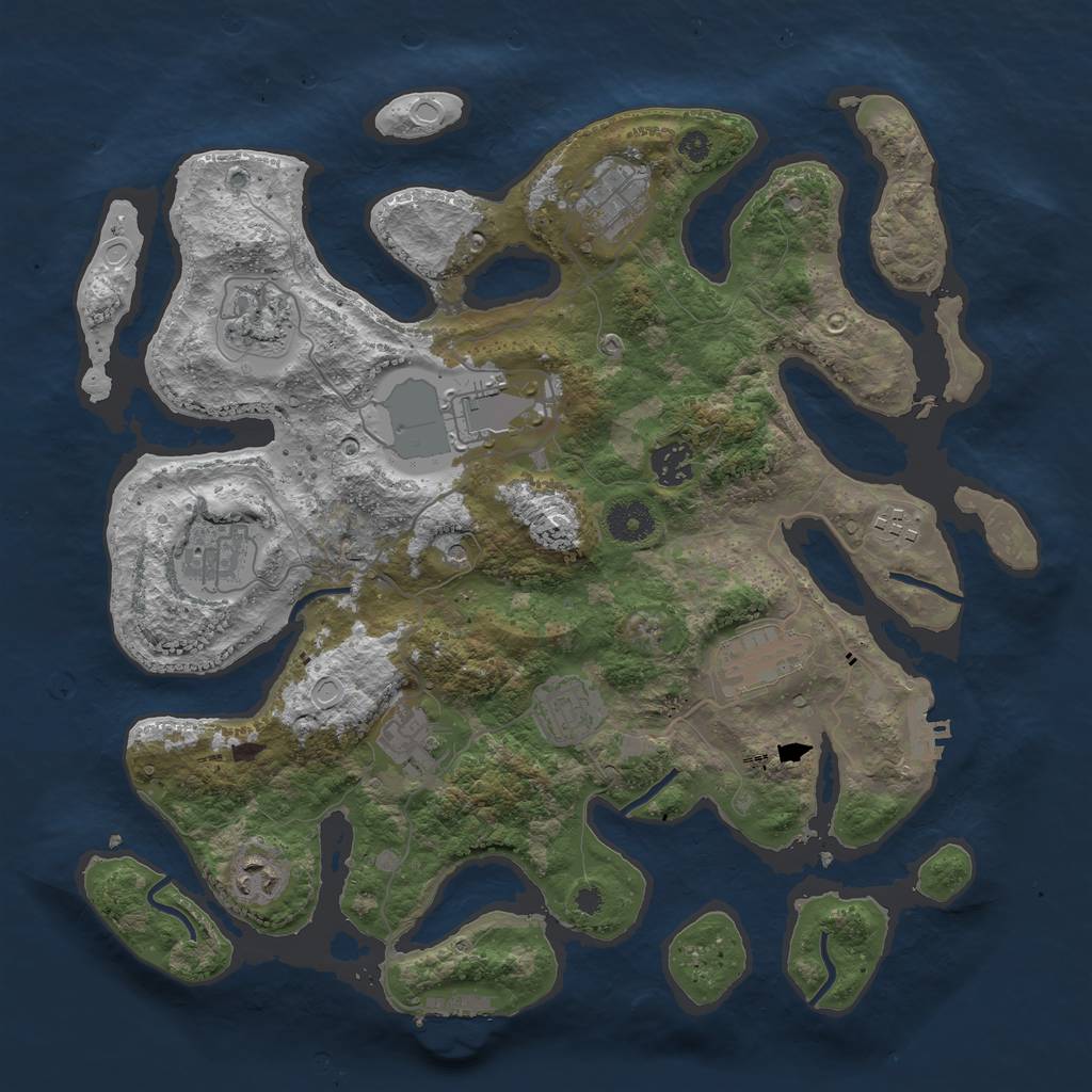 Rust Map: Procedural Map, Size: 3700, Seed: 556676408, 21 Monuments