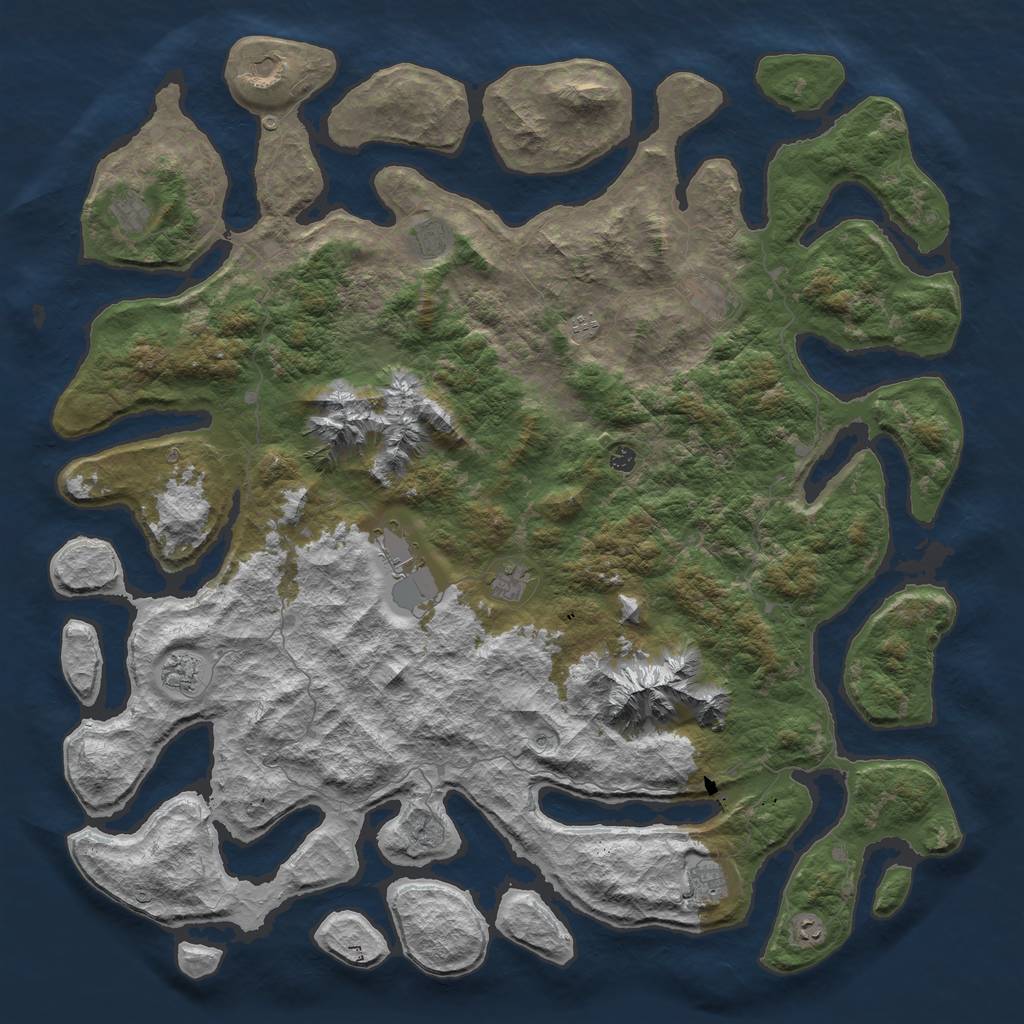 Rust Map: Barren, Size: 6000, Seed: 500, 14 Monuments