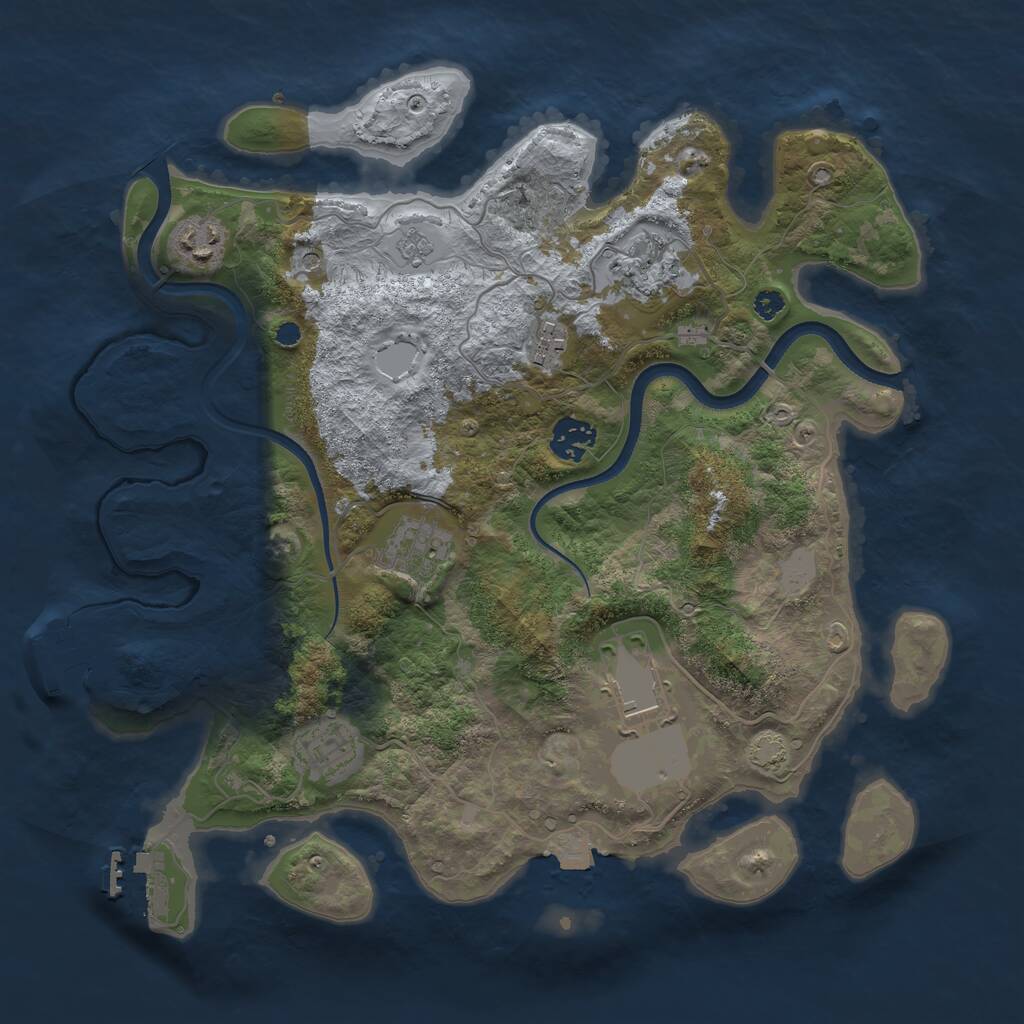 Rust Map: Procedural Map, Size: 3500, Seed: 1049935024, 13 Monuments