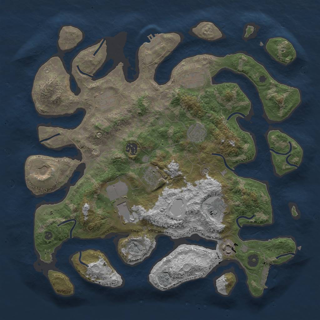 Rust Map: Procedural Map, Size: 3950, Seed: 881918, 21 Monuments