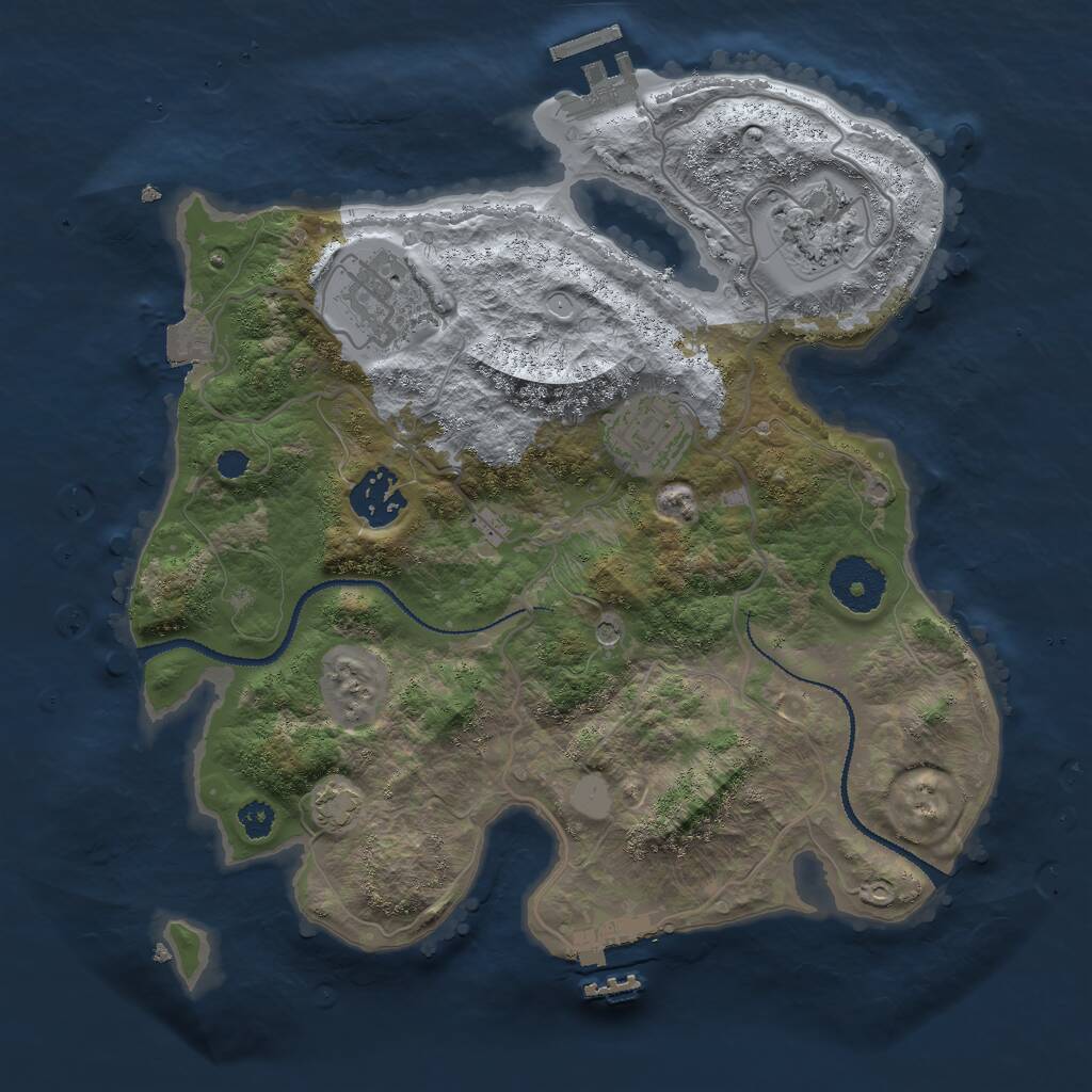 Rust Map: Procedural Map, Size: 3000, Seed: 276745887, 9 Monuments