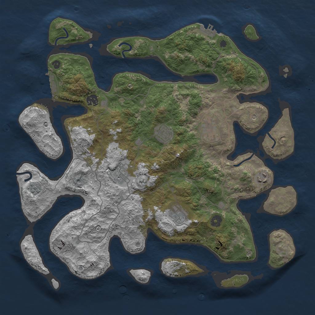 Rust Map: Procedural Map, Size: 4000, Seed: 2185900, 18 Monuments